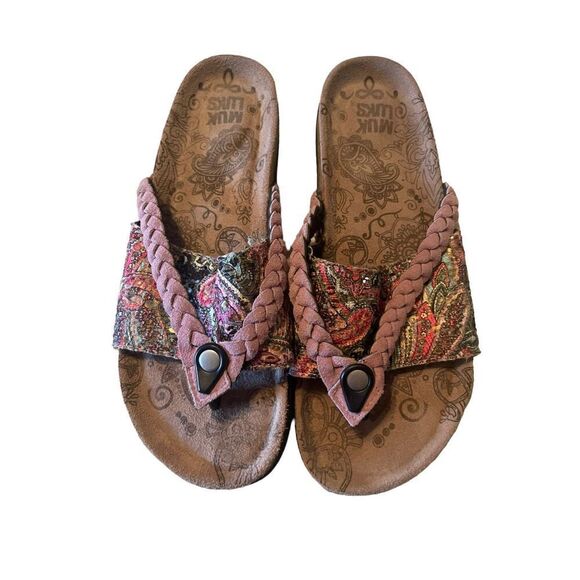 Muk Luks Womens Brown Memory Foam Slip-On Mule Beach Slider Summer Sandals Size - Picture 1 of 14